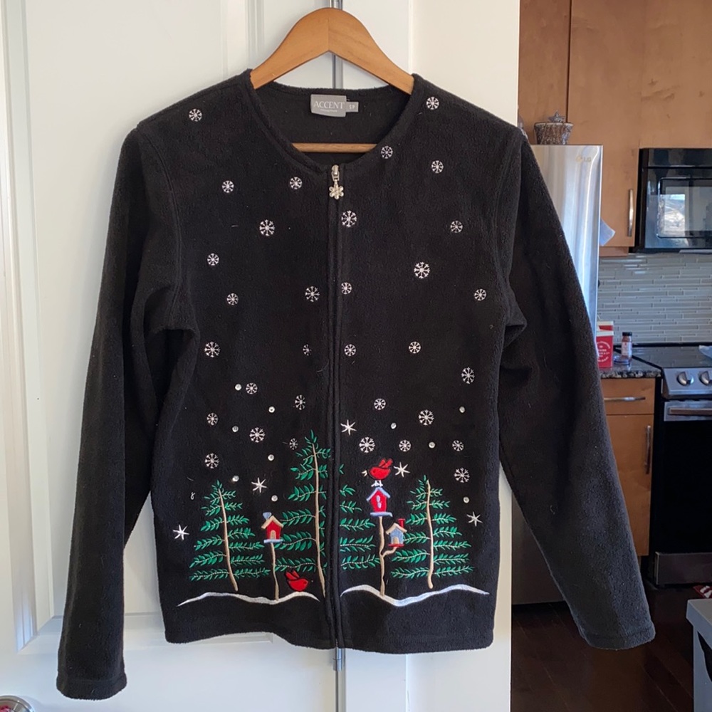 Vintage Fleece Winter Scene Jacket